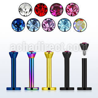 lbtc25 labret acero 316l anodizado rosca interna 2 5mm cristal bisel venta