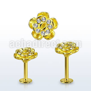 lbtfw2c labret acero 316l anodizado dorado flor cristal la esta oro mayorista