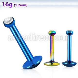 lbtj25 anodized 316l steel labret with 2 5mm bezel crystal