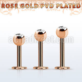 lbttc4 labret acero quirurgico pvd oro rosa 4mm jewel bola cristal bisel distribuidor