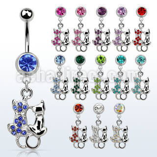 mcd2ct piercing ombligo acero quirurgico bola joya bisel 8mm gatos gemelos colgados 10mm venta