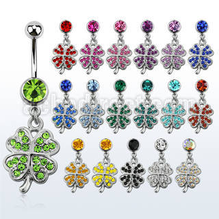 mcd350 316l steel belly banana with multi crystal flower