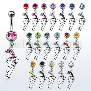 mcd358 piercing ombligo acero quirurgico bola joya bisel 5mm pistola cristal 10mm venta