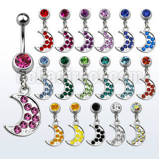 mcd401 piercing ombligo acero quirurgico bola joya bisel 8mm luna cristal 10mm venta