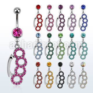 mcd431 piercing ombligo acero quirurgico bola joya bisel 8mm puno americano cristal colgado 10mm mayorista
