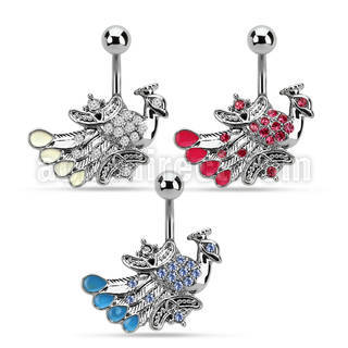 mcd442 316l steel belly banana with crystal peacock