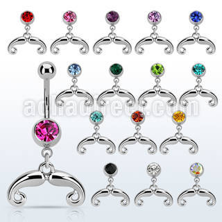 mcd516 piercing ombligo acero quirurgico bola joya bisel 8mm bigote frances colgado 10mm mayorista