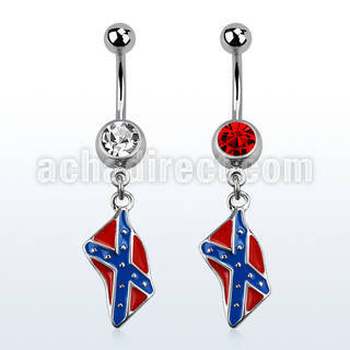 mcd553 piercing ombligo acero quirurgico bola joya bisel 8mm bandera confederada 10mm venta