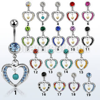 mcd571tq piercing ombligo acero quirurgico bola joya bisel 8mm turquesa falsa redondas marco corazon 10mm mayorista