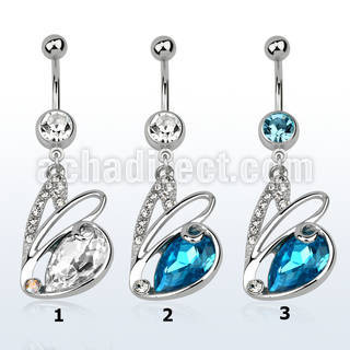 mcd586 piercing ombligo acero quirurgico bola joya bisel 8mm cisne cristal colgado 10mm distribuidor mayorista