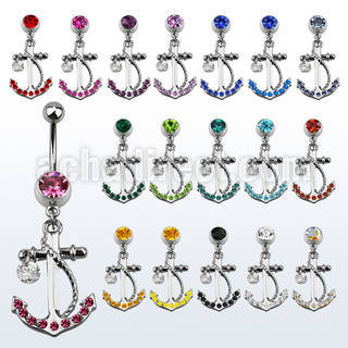 mcd589 piercing ombligo acero quirurgico bola joya bisel 8mm ancla zirconia distribuidor mayorista