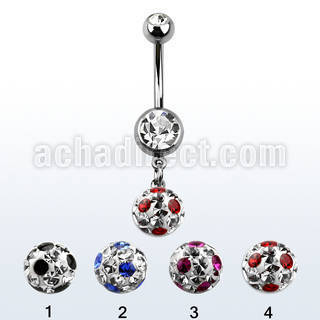 mcd626xa piercing ombligo acero quirurgico bolas 5 8mm doble joya bisel bola 8mm multi cristal puntos 10mm venta