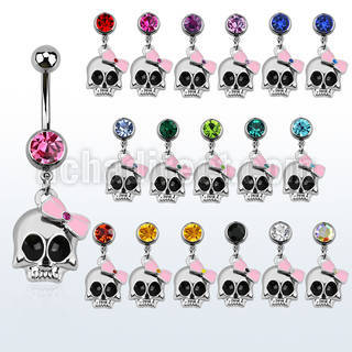 mcd650 piercing ombligo acero quirurgico bola joya bisel 8mm calavera brillo espejo lazo rosa cristal 10mm distribuidor mayorista