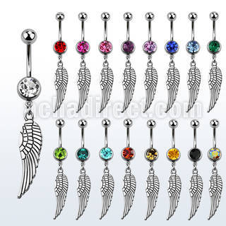 mcd653 piercing ombligo acero quirurgico bola joya bisel 8mm ala pajaro color plateado liso colgado 10mm venta