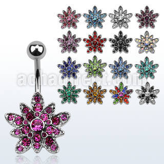 mcd692 piercing ombligo acero quirurgico flor cristal inferior al por mayor
