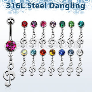 mcd709 piercing ombligo acero quirurgico bola joya bisel 8mm nota musical 10mm mayorista