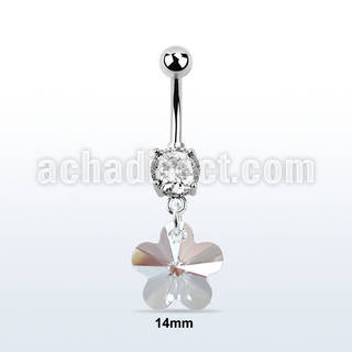 mcd719 piercing ombligo acero quirurgico zirconia redonda 8mm flor cristal mayorista