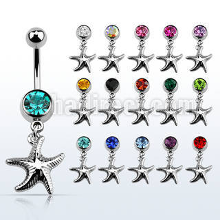 mcd727 piercing ombligo acero quirurgico bola joya bisel 8mm estrella mar lisa 10mm distribuidor mayorista
