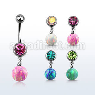 mcd754 piercing ombligo acero quirurgico bola 8mm joya bisel bola 8mm opalo distribuidor mayorista
