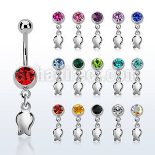 mcd767 piercing ombligo acero quirurgico bola 8mm joya bisel colgante tulipan plata distribuidor mayorista
