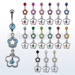 mcdcfd piercing ombligo acero quirurgico bola joya bisel 8mm flores unidas cristal s 10mm distribuidor mayorista