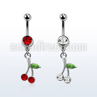 mcdch10 piercing ombligo acero quirurgico bola joya bisel 8mm cerezas cristal s 10mm distribuidor
