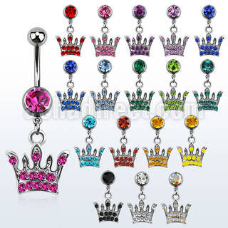 mcdcr4 piercing ombligo acero quirurgico bola joya bisel 8mm corona cristal 10mm distribuidor mayorista