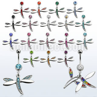 mcddgc piercing ombligo acero quirurgico bola joya bisel 8mm libelula cristal 10mm distribuidor mayorista