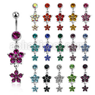 mcdfl17 steel belly banana w a double crystal flower w 5 petals