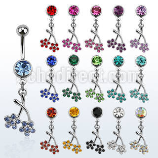 mcdflc2 piercing ombligo acero quirurgico bola joya bisel 8mm flores gemelas s 10mm venta