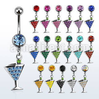 mcdmar2 piercing ombligo acero quirurgico bola joya bisel 8mm vaso martini cristal colgado 10mm venta