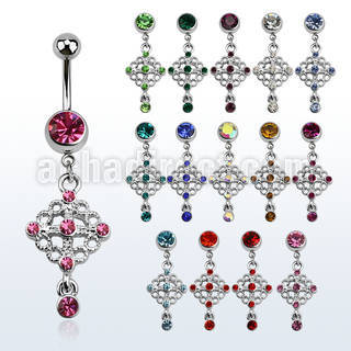 mcdrp1 piercing ombligo acero quirurgico bola joya bisel 8mm candelabro cristal colgado 10mm distribuidor mayorista