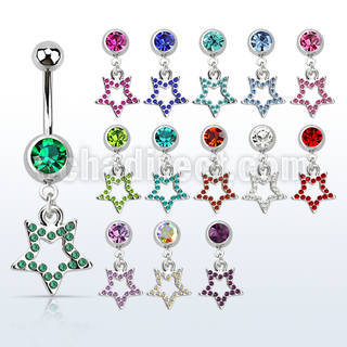mcdsar5 piercing ombligo acero quirurgico bola joya bisel 8mm estrella cristal 10mm distribuidor