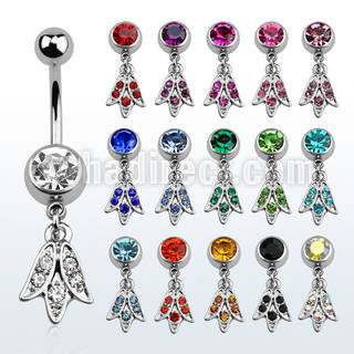 mcdtu1 piercing ombligo acero quirurgico bola joya bisel 8mm flor tulipan cristal 10mm mayorista
