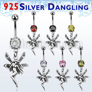 mcdvd12 piercing ombligo acero 316l zirconia redonda 8mm hada plata esterlina mayorista
