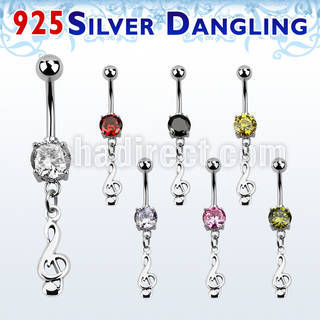 mcdvd17 piercing ombligo acero 316l zirconia redonda 8mm nota musical plata esterlina distribuidor mayorista