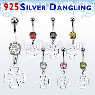 mcdvd19 piercing ombligo acero 316l zirconia redonda 8mm cruz plata esterlina colgado mayorista