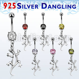 mcdvd9 piercing ombligo acero 316l zirconia redonda 8mm lagarto plata esterlina colgado venta