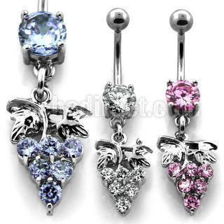 mcdz104 316l steel belly banana with prong cz stone cz grape