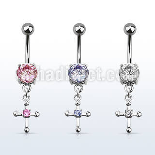 mcdz14s piercing ombligo acero quirurgico zirconia redonda 8mm cruz zirconia centro 10mm distribuidor