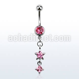 mcdz21 316l steel belly banana with prong cz star square cz