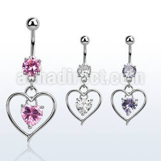 mcdz306 piercing ombligo acero quirurgico zirconia 8mm corazon colgado zirconia corazon centro 10mm distribuidor mayorista