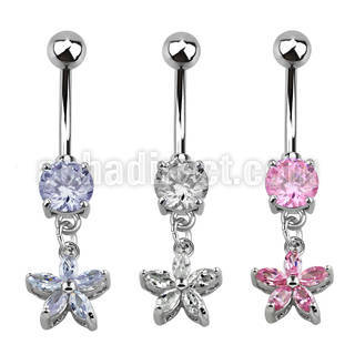 mcdz319 piercing ombligo acero quirurgico zirconia redonda 8mm flor petalos zirconia 10mm distribuidor