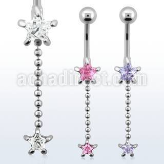 mcdz335 316l steel banana with star prong cz chained cz star