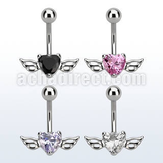 mcdz381 piercing ombligo acero quirurgico zirconia 8mm alas 10mm distribuidor mayorista