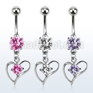 mcdz391 piercing ombligo acero quirurgico corazon colgado zirconia centro venta