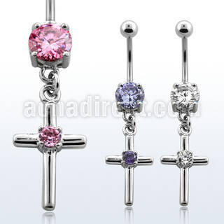 mcdz394 piercing ombligo acero quirurgico zirconia redonda 8mm cruz zirconia redonda centro 10mm distribuidor