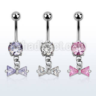 mcdz408 piercing ombligo acero quirurgico zirconia redonda 8mm lazo zirconia colgado al por mayor