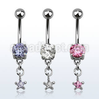 mcdz585 piercing ombligo acero quirurgico zirconia redonda 8mm zirconia estrella 10mm distribuidor