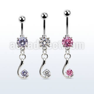 mcdz730 piercing ombligo acero quirurgico zirconia redonda 8mm colgante moderno zirconia plata venta